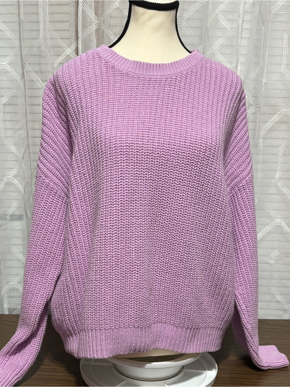 Croft & barrow Lilac Crewneck Chunky Ribbed Knit Sweater 24 p2p 24LWomen